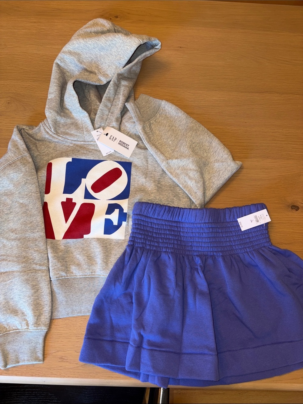 Hoodie and Skirt Set- NWT Gap Kids Mini Skirt with Hidden Shorts and Love Hoodie